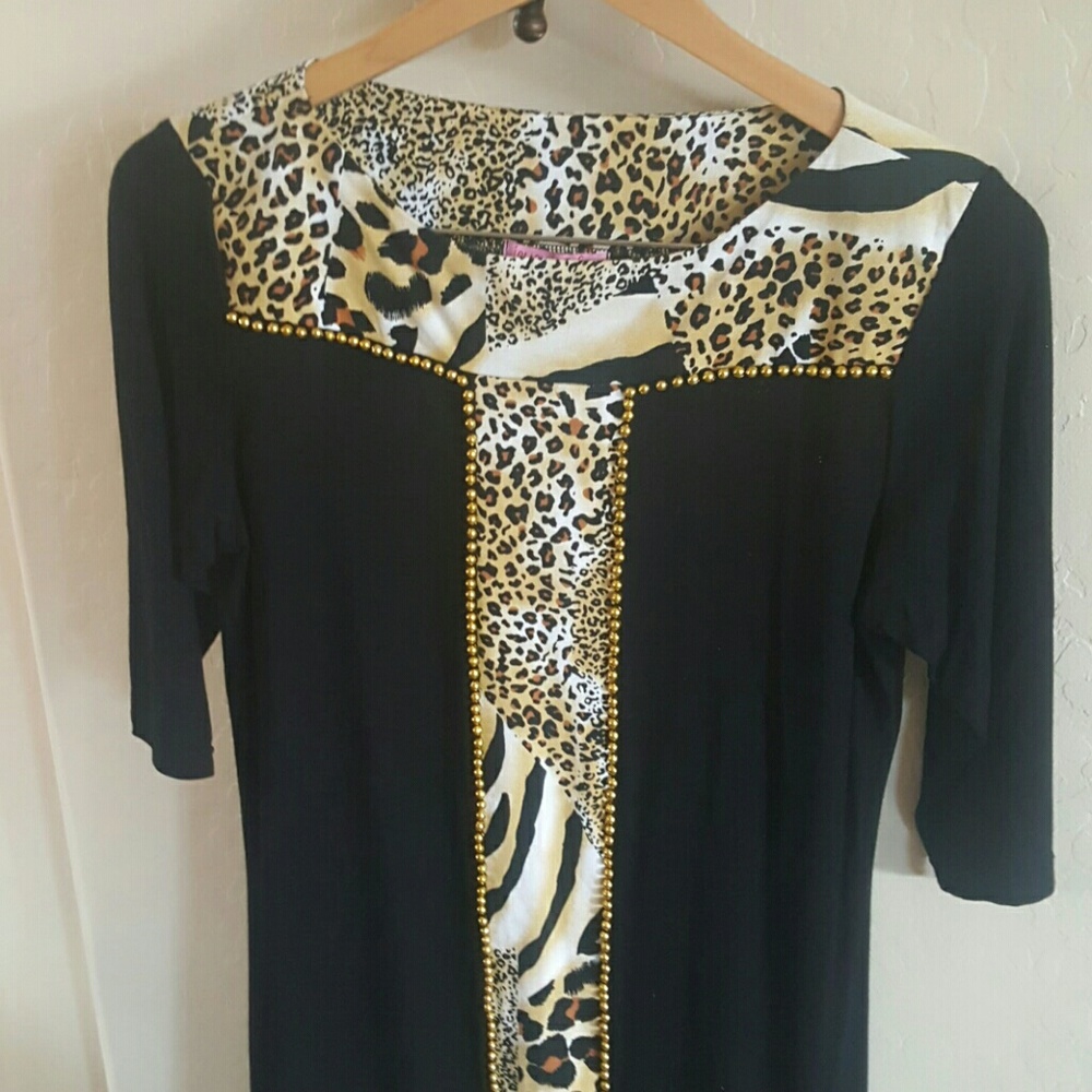 Joyous and free Sz M dress  leopard trim onTradesy
